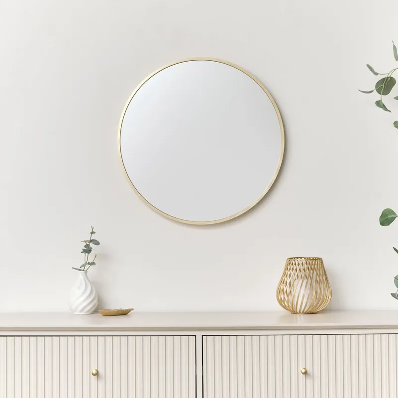 Melody Maison Round Gold Wall Mirror - 50cm X 50cm Size: 50 cm X 50 cm Gold 50 cm X 50 cm