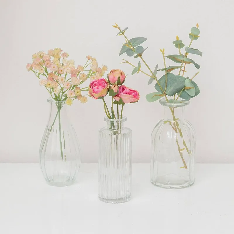 Melody Maison Set Of 3 Clear Glass Vases Clear