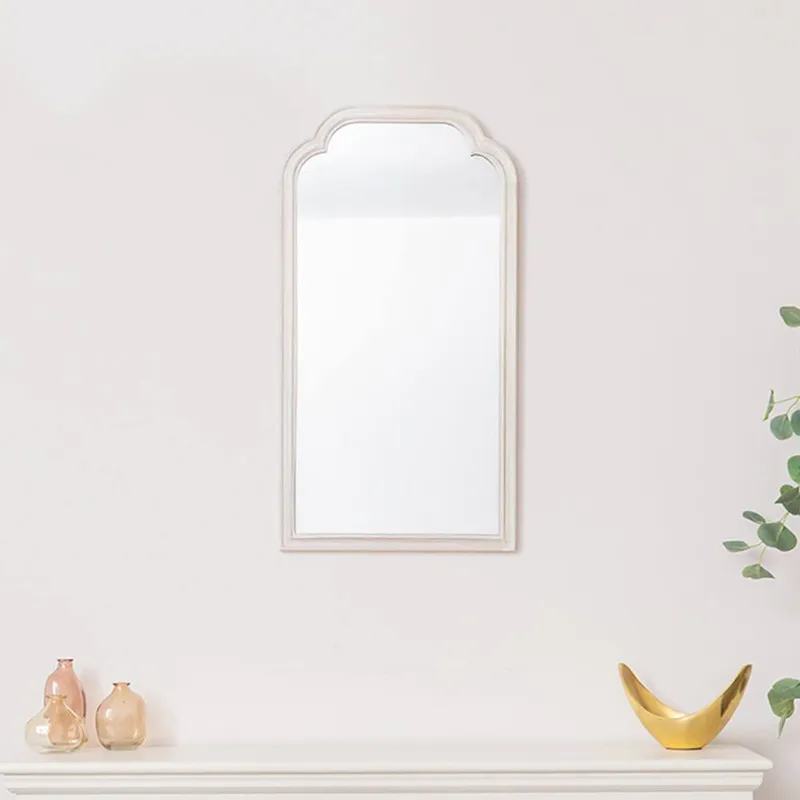 Melody Maison White Washed Distressed Wooden Frame Wall Mirror - 40cm X 75cm Size: 40 cm X 75 cm White 40 cm X 75 cm