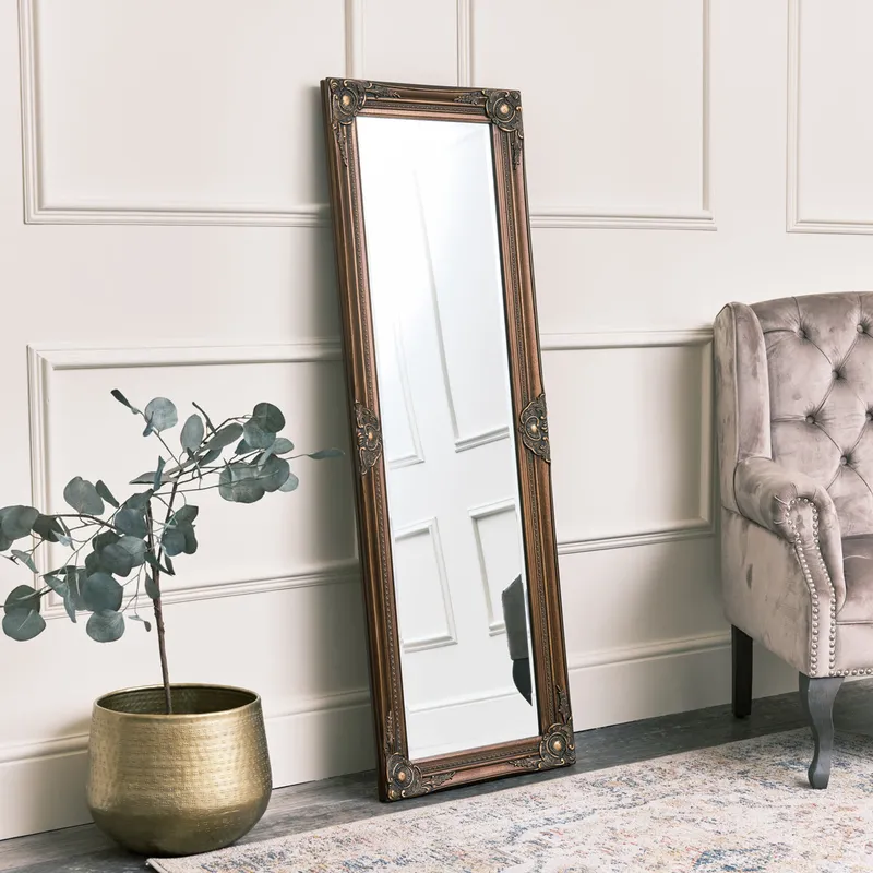 Tall Ornate Gold Wall Mirror 47cm x 142cm Material: Mirrors