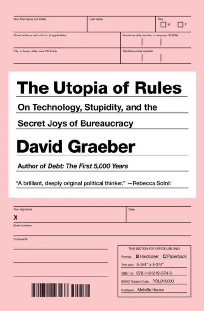 David Graeber Utopia of Rules Paperback Book Multicolor