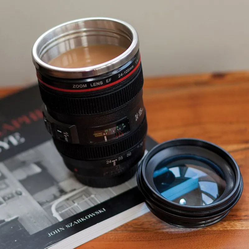 Menkind #Winning Quirky Design Camera Lens 300ml Mug in Black Black 300ml