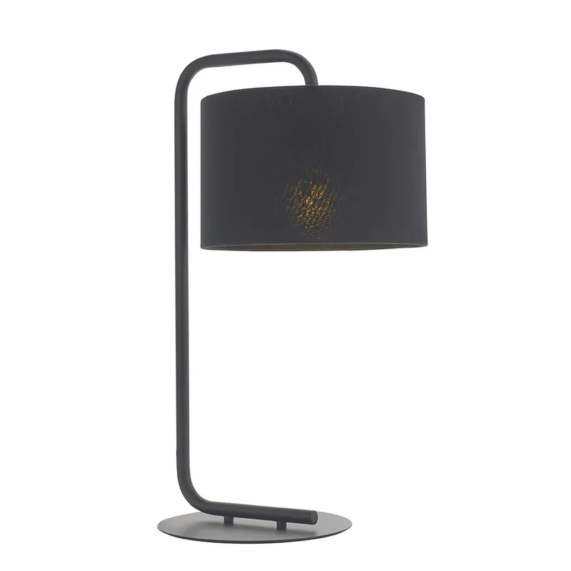 Merano Lighting Carrara Table Lamp Satin Black Paint & Black Fabric