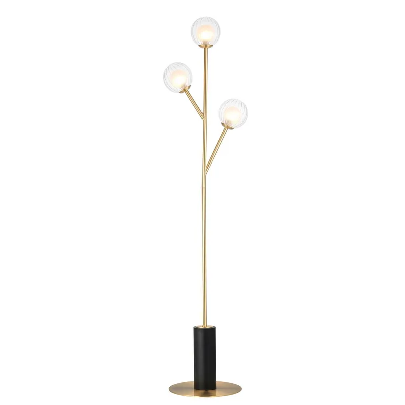 Merano Lighting Rome Complete Floor Lamp, Satin Brass Plate, Glass