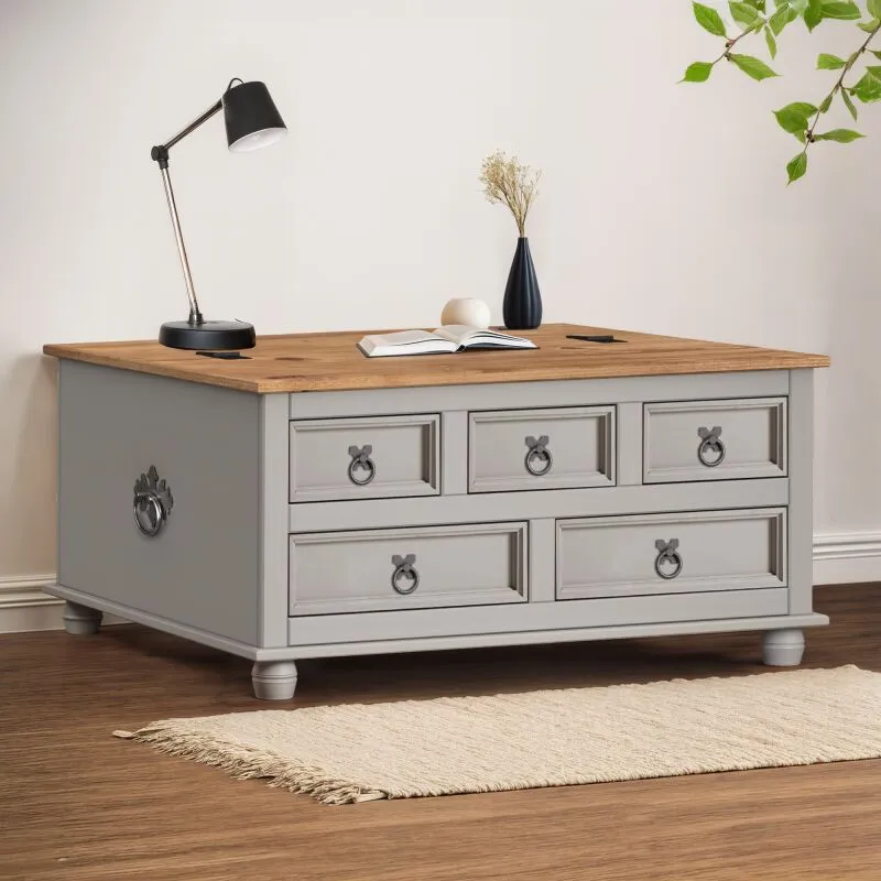 Mercers Furniture Corona Grey Wax 5 Drawer Storage Chest