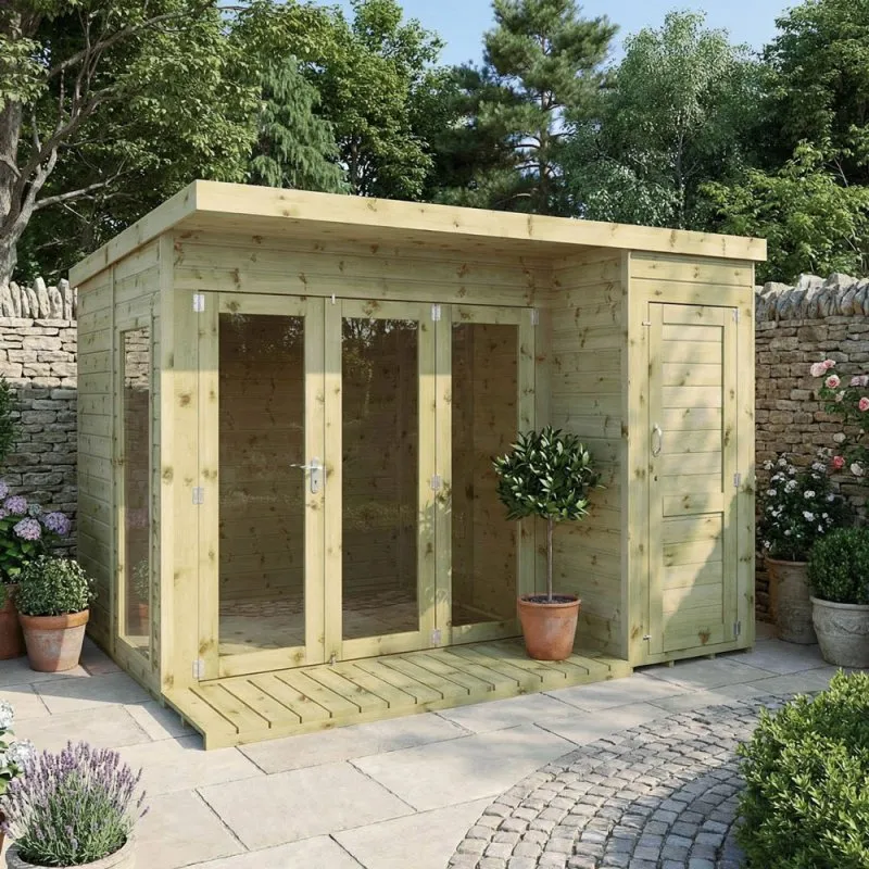 10 x 8 Mercia Garden Room Summerhouse with Side Shed