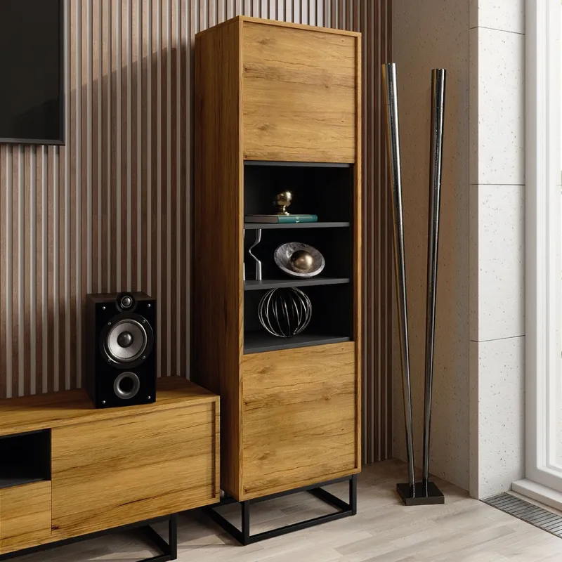 Olivia Furniture - Harmony Display Cabinet 175cm - Dark Oak