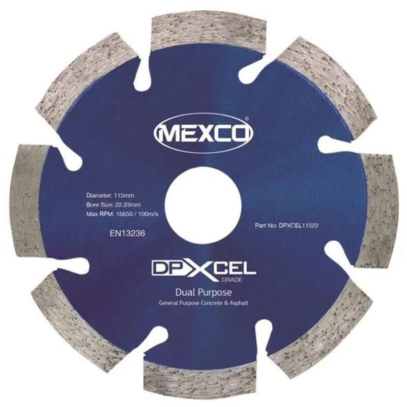 Mexco DPXCEL11522 Xcel Grade Dual Purpose Diamond Blade 115 x 22mm MEXDPXL11522