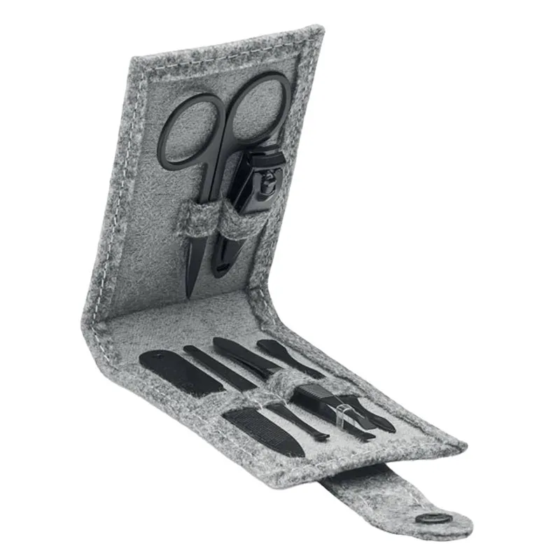 MidOcean Nailkit Rpet Felt Manicure Set (Pack of 6) in Black Black