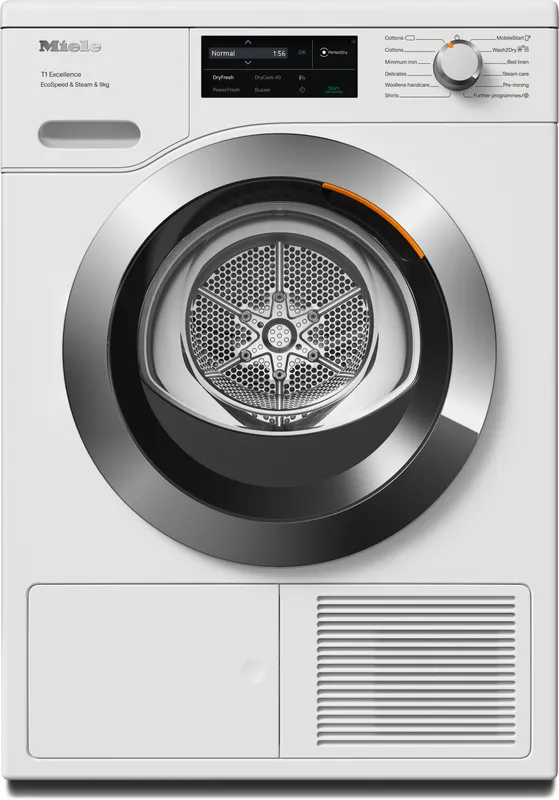 Miele TEL785WP Lotus White 9kg Freestanding Heat Pump Tumble Dryer