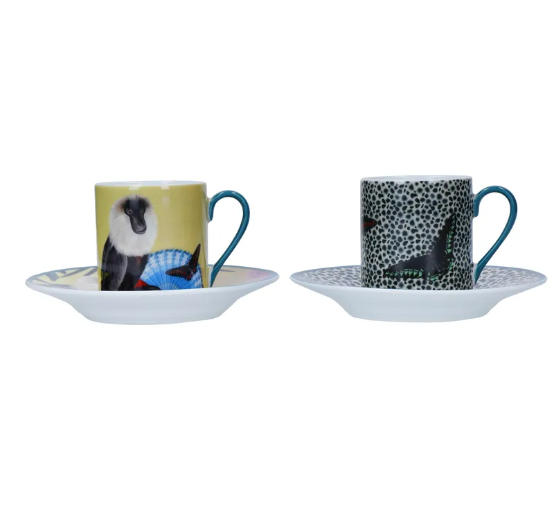 Mikasa Sarah Arnett Porcelain Espresso Cups & Saucers, Set of 2, 85ml in White White