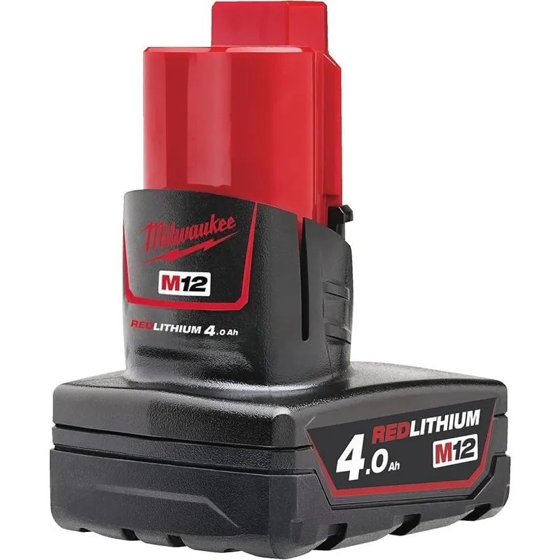Milwaukee M12B4 12V 4.0Ah Lithium-Ion Battery – Red Compact M12 Power Tool Battery