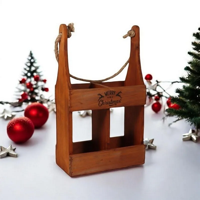 2 Bottle Wine Holder - Wood - L10 x W21 x H39 cm