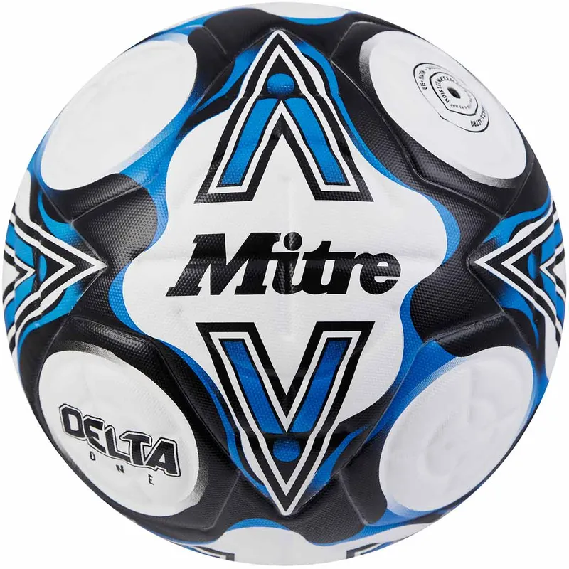Delta Mitre Match Football Sports Ball Shop - Size 5 / White/Black (New Graphic)