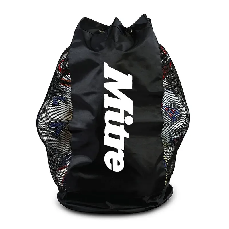 Mitre Nylon Ball Bag Black Up to 12 Balls unisex