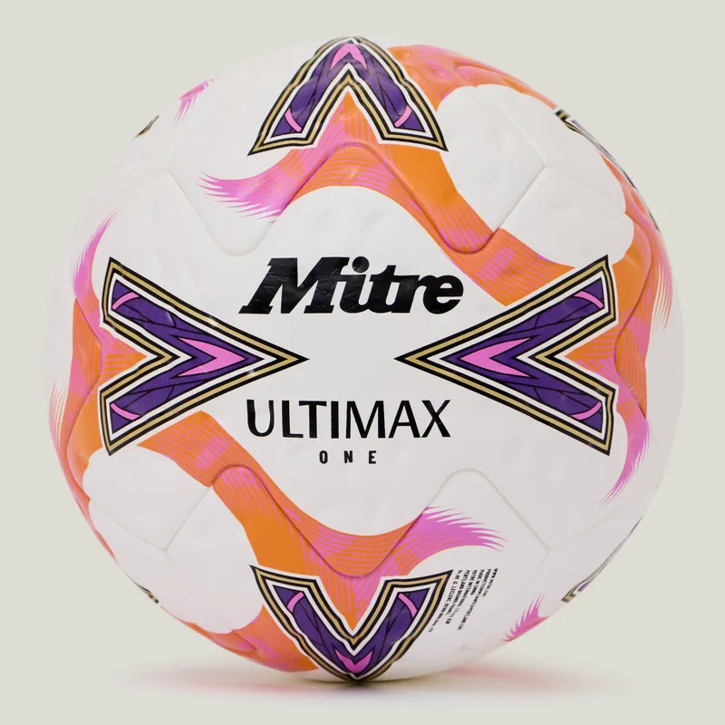 Mitre Ultimax One 26 Football White/Orange/Purple Size: 5 15614