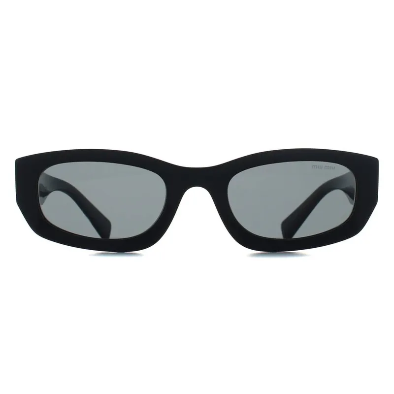 Miu Miu Women's Oval Black Dark Grey MUB04S Sunglasses - Black