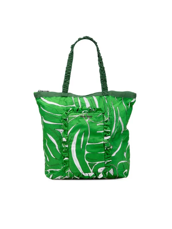 Miu Miu Women's Preloved Canvas Printed Ivy Tote Bag in Green - Green