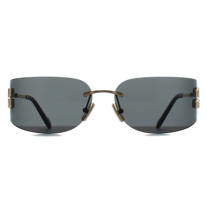 Miu Miu Women's Rectangle Gold Dark Grey MUA51S Sunglasses - Gold