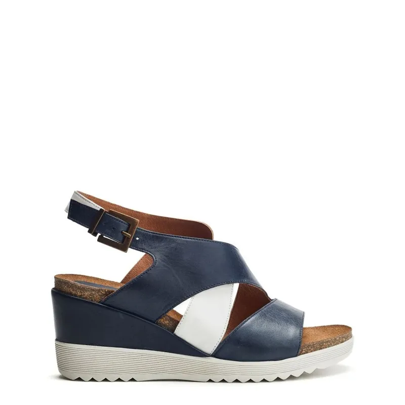 Moda In Pelle Women's 'Kalina' Leather Wedges in Navy Size: 7 Navy female