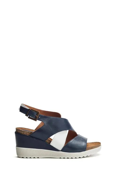 Moda In Pelle Women's 'Kalina' Leather Wedges in Navy Size: 5 Navy female