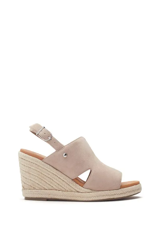 Moda In Pelle Women's 'Kanji' Suede Wedges Sandal in Stone Size: 7 - Stone