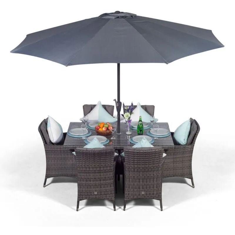 Modern Furniture Direct Savannah Rectangular 6 Seater Rattan Patio Dining Set - Grey