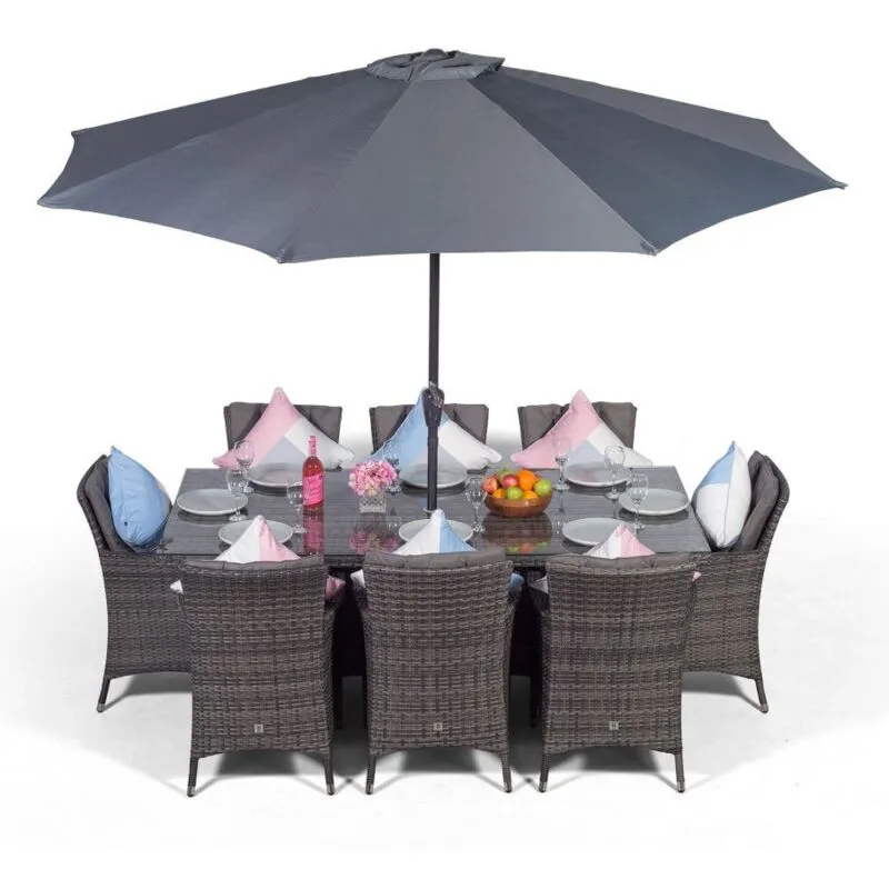 Modern Furniture Direct Savannah Rectangular 8 Seater Rattan Patio Dining Set - Grey