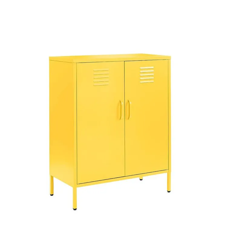 Moderna Yellow Metal Sideboard, 2 Door, Industrial Storage for Home or Office Yellow