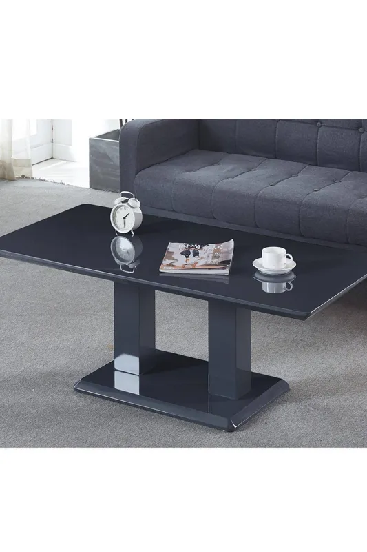 Modernique Unisex Mdf Gloss Finish Coffee Table w/ Pedestal Stand in Grey Grey female