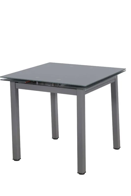 Modernique Tempered Glass Extending Small Dining Table 80 cm to 130 cm in Grey - Grey