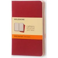 Moleskine : Ruled Cahier Journal : 70gsm : 9x14cm (Apx.4x6in) : 32 Sheets : Cranberry Red : Pack of 3