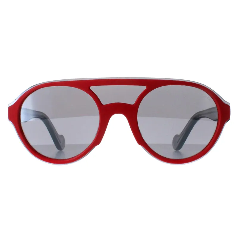 Moncler Round Unisex Shiny Red And Grey Transparent Mirror Ml0052 - One Size