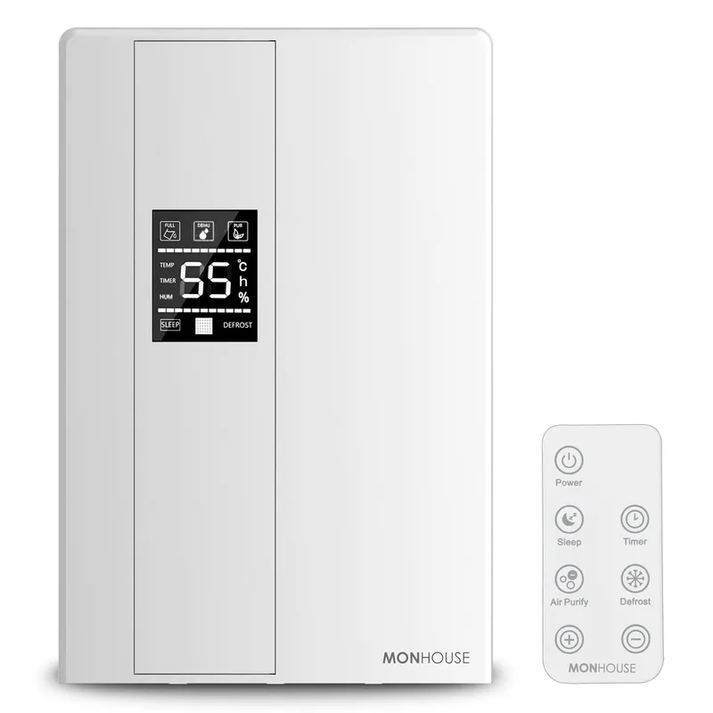 Monhouse Dehumidifier 24H Timer Ultra Quiet Mould & Damp Remover 2.2L Capacity in White White