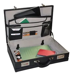 Monolith Leather Look Expandable Attache Case Pvc Black