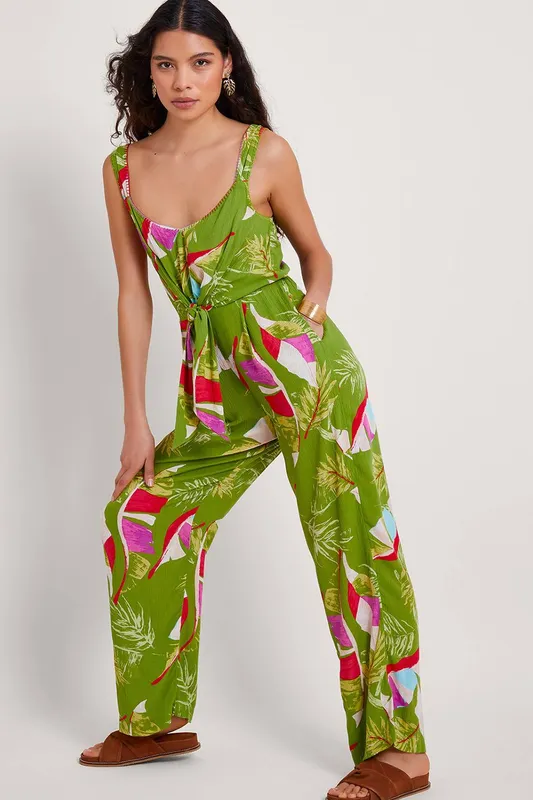 Monsoon Women's Amina Floral Jumpsuit Green Size: Small Green S