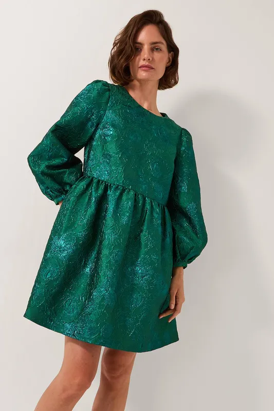 Monsoon Women's Jolene Floral Jacquard Mini Dress in Green Size: 8 Green female