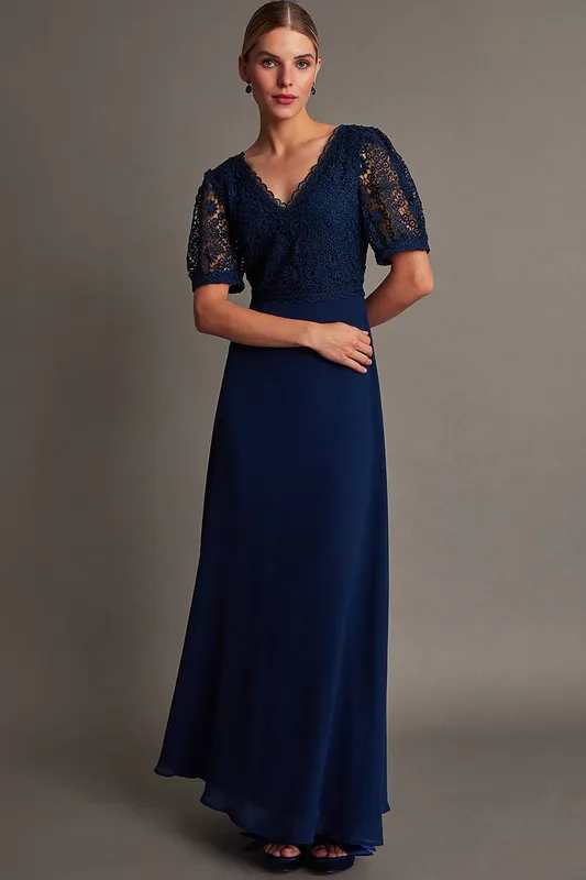 Monsoon Women's Lilibet Lace Maxi Dress Blue Size: 8 Blue 8