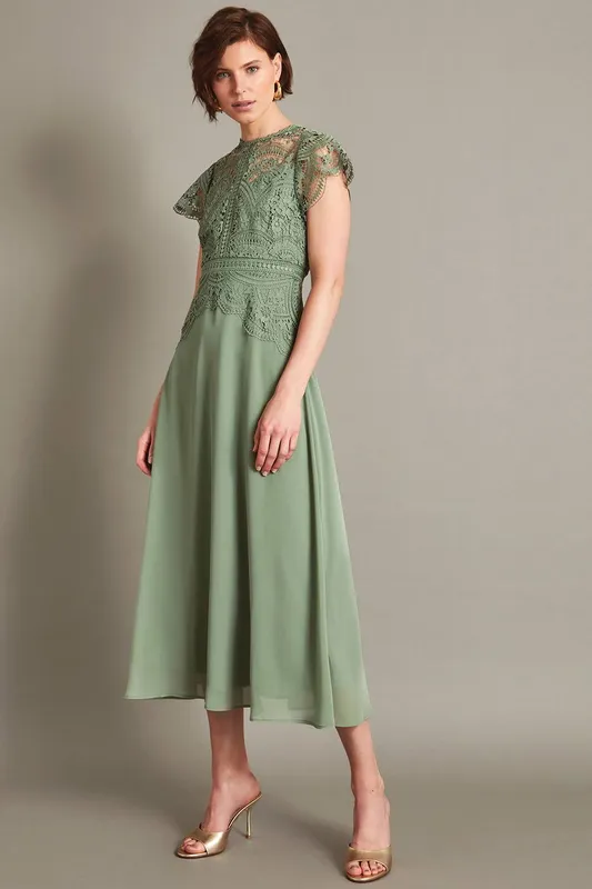 Monsoon Women's Monica Lace Midi Dress in Green Size: 8 Green 8