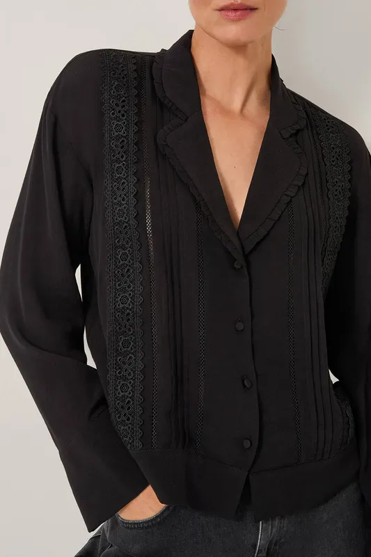 Monsoon Women's Tamara Lace Blouse in Black Size: XL Black XL female