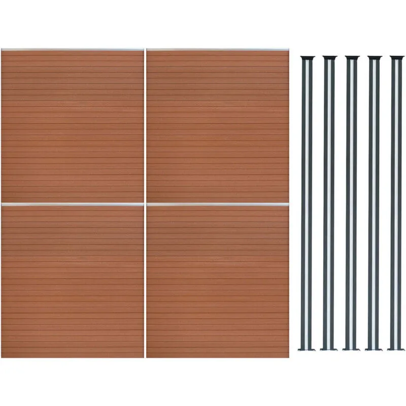 Monstershop Composite Fence Panels & LED Posts 6ft x 23ft - Brown - Brown