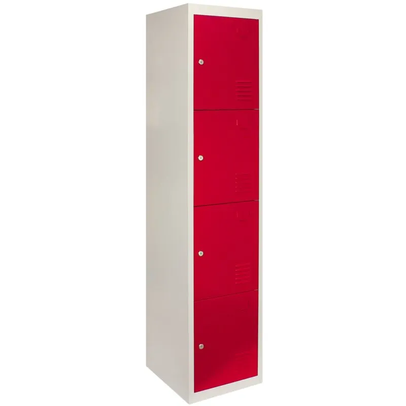 Monster-Shop Metal Storage Lockers - Four Doors, Red