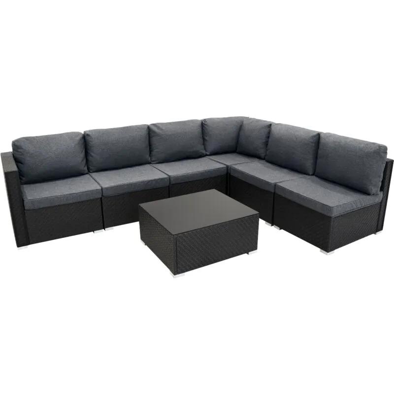 Monstershop Rattan Modular 7 Piece Furniture Set - Black Black