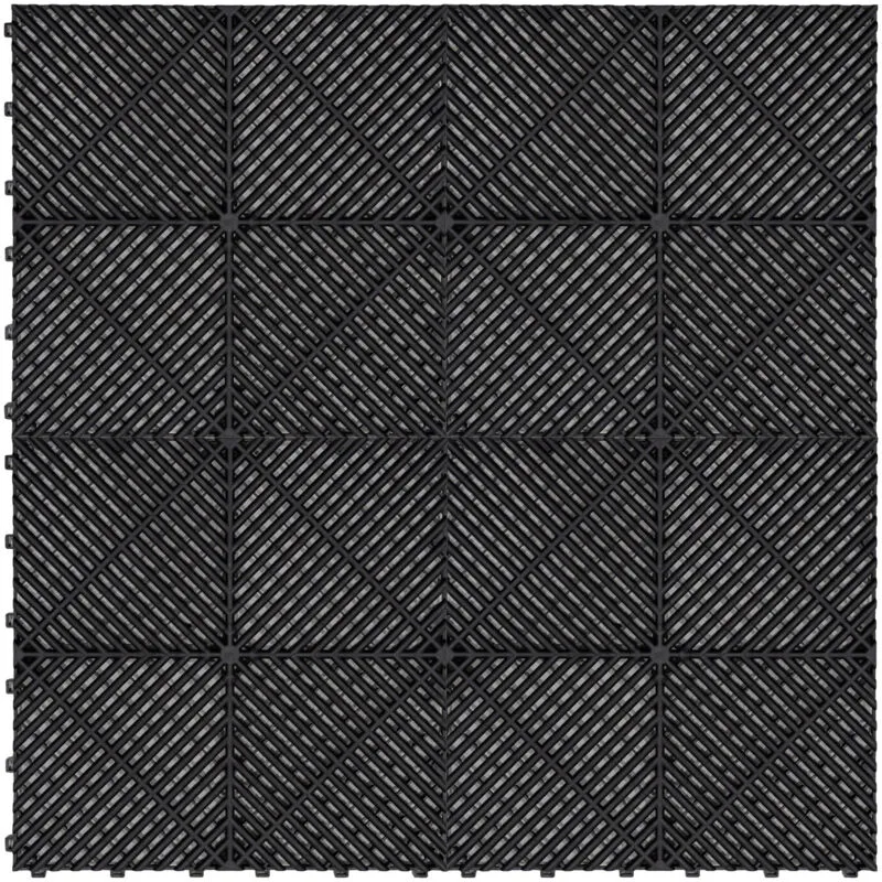 Monstershop Vented Garage Floor Tiles x 120 With Edges - Black Black