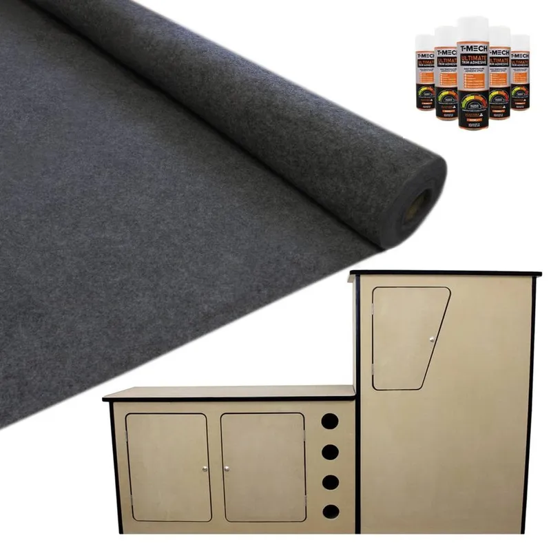 Monster-shop - 11sqm Anthracite Van Lining & Glue With Camper Kitchen
