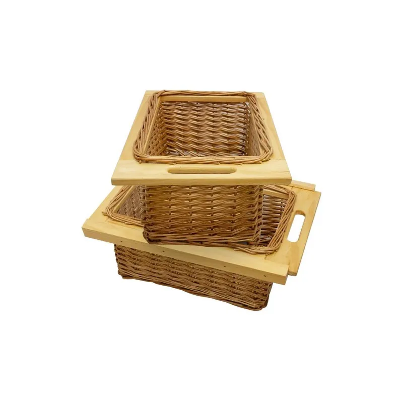 Monstershop 2 x Pull Out Wicker Kitchen Baskets 400mm in Brown - Brown - Size: One Size