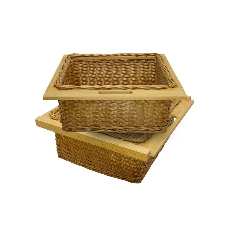 Monstershop 2 x Pull Out Wicker Kitchen Baskets 600mm in Brown - Brown - Size: One Size