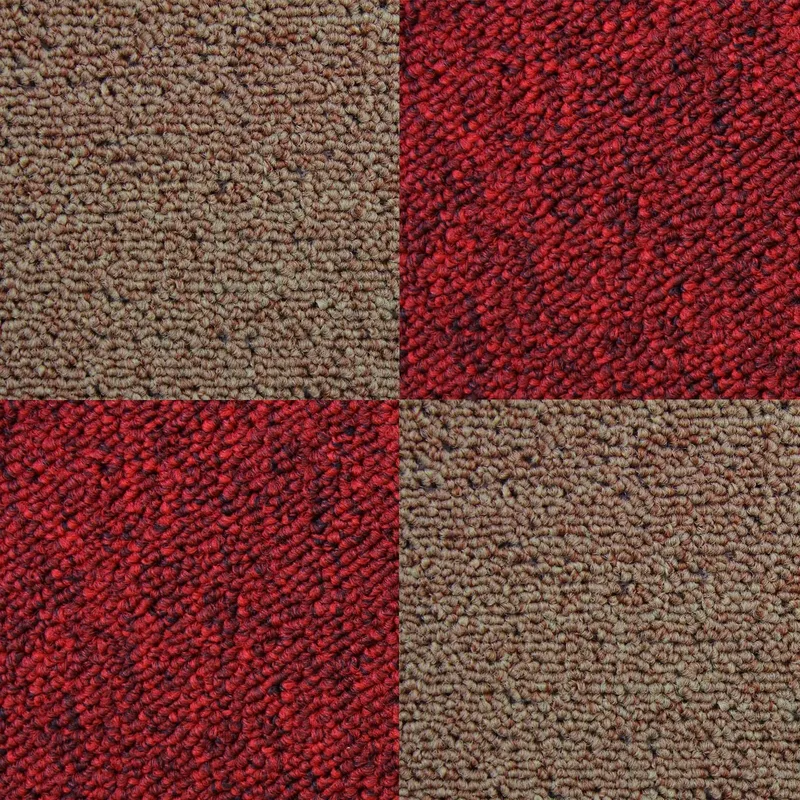 Monstershop 40 x Carpet Tiles 10m2 / Scarlet Red & Sand Red