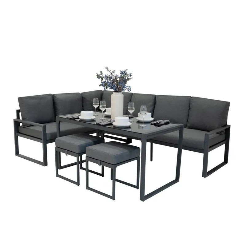 Monstershop Aluminium Corner Sofa Set - Anthracite Grey - Grey