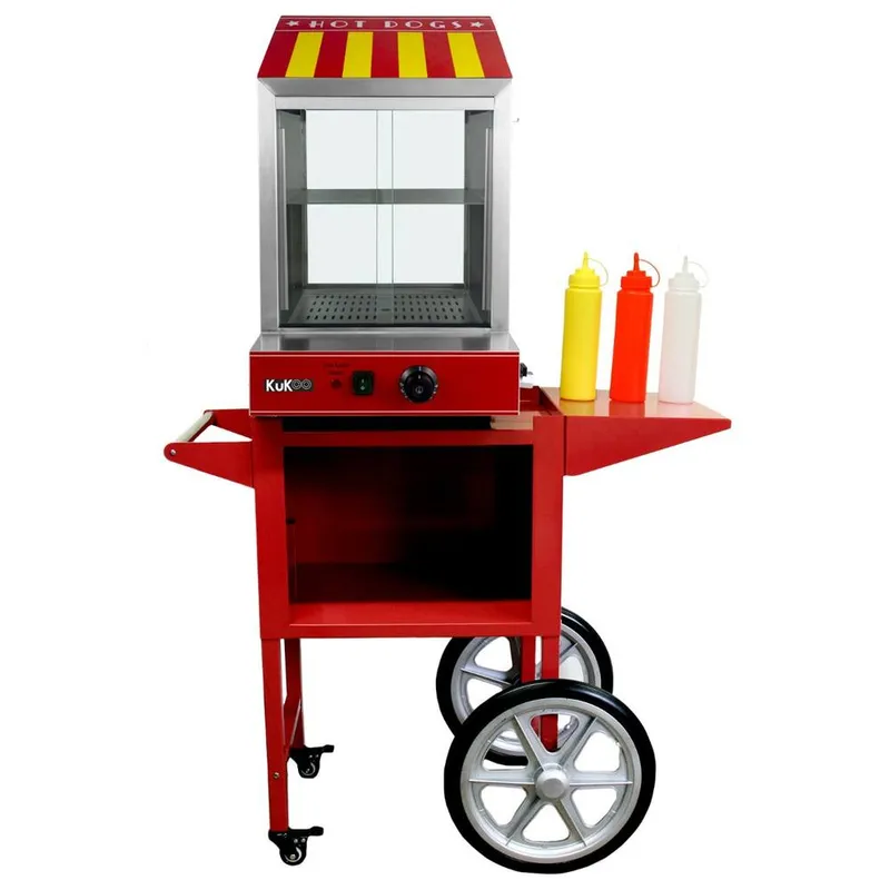 Monstershop KuKoo Commercial Hot Dog Steamer & Cart in Red - Red